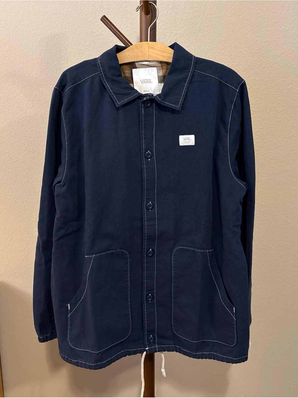 Vans Men's Dark Navy Button-Front Coach Jacket